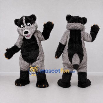 Custom Gray and Black Animal Character Mascot Costume Adult Full Body Suit for School Events