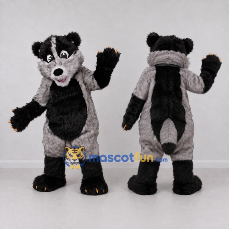 Custom Gray and Black Animal Character Mascot Costume Adult Full Body Suit for School Events
