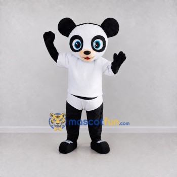 Custom Black and White Panda in Sportswear Mascot Costume Adult Full Body Suit for Sports Events Custom Black and White Panda in Sportswear Mascot Costume Adult Full Body Suit for Sports Events