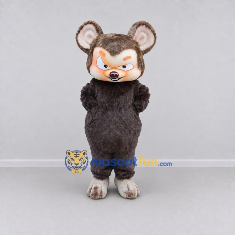 Custom Dark Brown and Cream Bear Mascot Costume Adult Full Body Suit for School Events