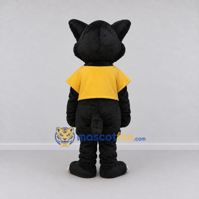 Custom Black and Yellow Wolf in T Shirt Mascot Costume Adult Full Body Suit for School Events Custom Black and Yellow Wolf in T Shirt Mascot Costume Adult Full Body Suit for School Events