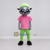 Custom Gray Pink and Green Raccoon in Cap Mascot Costume Adult Full Body Suit for School Events Custom Gray Pink and Green Raccoon in Cap Mascot Costume Adult Full Body Suit for School Events