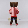 Custom Brown White and Red Badger in Striped Shirt Mascot Costume Adult Full Body Suit for Sports Events Custom Brown White and Red Badger in Striped Shirt Mascot Costume Adult Full Body Suit for Sports Events
