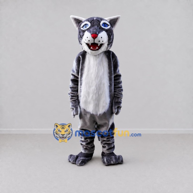 Custom Gray Purple and White Cat Mascot Costume Adult Full Body Suit for School Events Custom Gray Purple and White Cat Mascot Costume Adult Full Body Suit for School Events