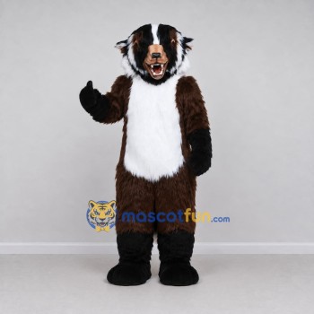 Custom Brown Black and White Animal Character Mascot Costume Adult Full Body Suit for School Events