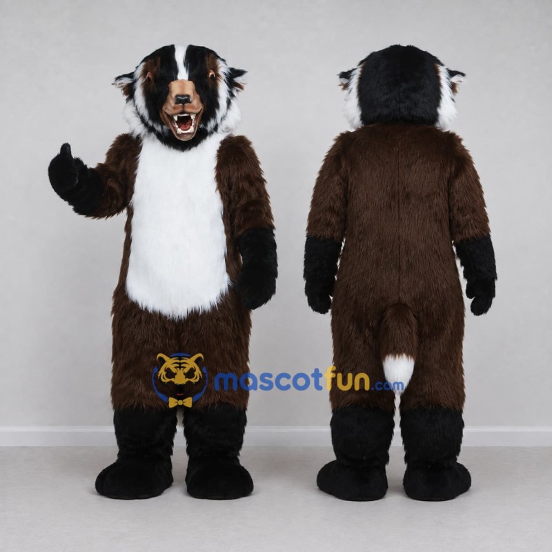 Custom Brown Black and White Animal Character Mascot Costume Adult Full Body Suit for School Events Custom Brown Black and White Animal Character Mascot Costume Adult Full Body Suit for School Events