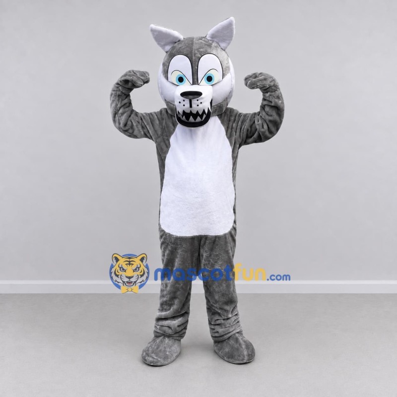 Custom Gray and White Wolf Mascot Costume Adult Full Body Suit for School Events Custom Gray and White Wolf Mascot Costume Adult Full Body Suit for School Events