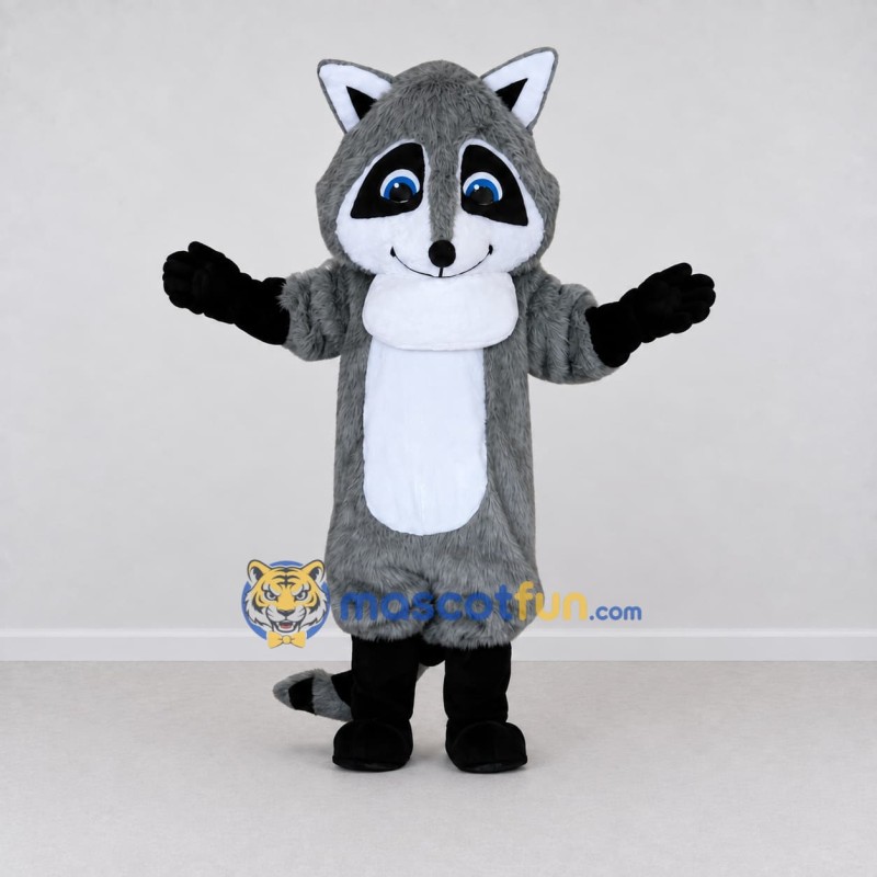 Custom Gray and White Raccoon Mascot Costume Adult Full Body Suit for School Events Custom Gray and White Raccoon Mascot Costume Adult Full Body Suit for School Events