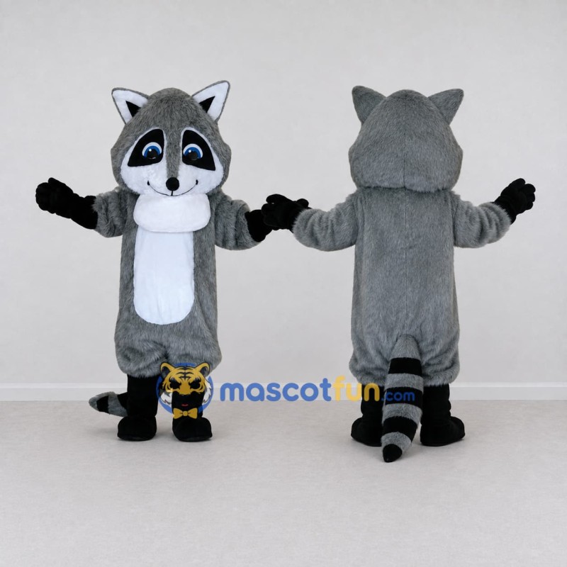 Custom Gray and White Raccoon Mascot Costume Adult Full Body Suit for School Events Custom Gray and White Raccoon Mascot Costume Adult Full Body Suit for School Events