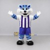 Custom Blue and White Tiger in Sportswear Mascot Costume Adult Full Body Suit for Sports Events Custom Blue and White Tiger in Sportswear Mascot Costume Adult Full Body Suit for Sports Events