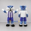 Custom Blue and White Tiger in Sportswear Mascot Costume Adult Full Body Suit for Sports Events Custom Blue and White Tiger in Sportswear Mascot Costume Adult Full Body Suit for Sports Events