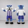 Custom Blue and White Tiger in Sportswear Mascot Costume Adult Full Body Suit for Sports Events