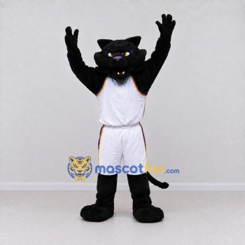 Custom Black and White Panther in Basketball Uniform Mascot Costume Adult Full Body Suit for Sports Events Custom Black and White Panther in Basketball Uniform Mascot Costume Adult Full Body Suit for Sports Events