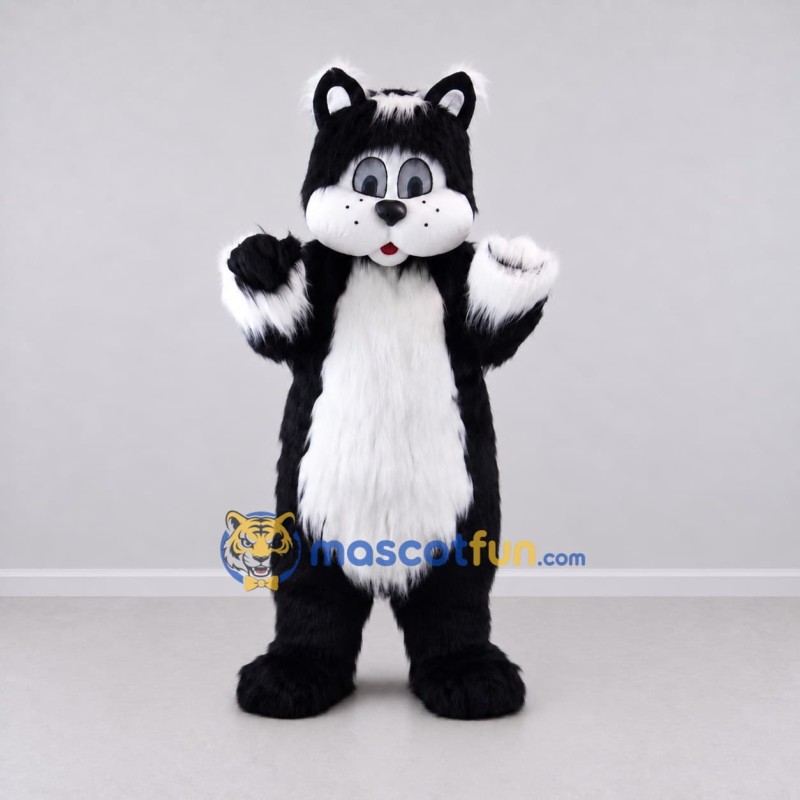 Custom Black and White Cat Mascot Costume Adult Full Body Suit for School Events Custom Black and White Cat Mascot Costume Adult Full Body Suit for School Events