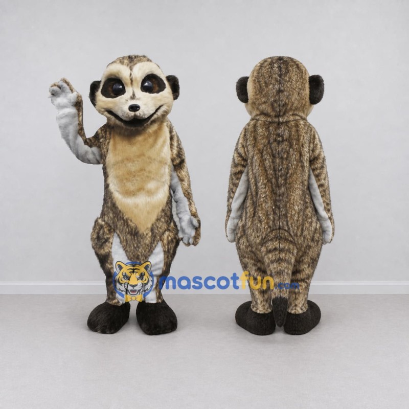 Custom Tan and Brown Meerkat Mascot Costume Adult Full Body Suit for Wildlife Events Custom Tan and Brown Meerkat Mascot Costume Adult Full Body Suit for Wildlife Events