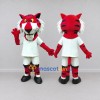 Custom Red Black and White Tiger in Sportswear Mascot Costume Adult Full Body Suit for Sports Events