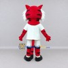 Custom Red Black and White Tiger in Sportswear Mascot Costume Adult Full Body Suit for Sports Events