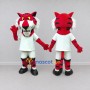Custom Red Black and White Tiger in Sportswear Mascot Costume Adult Full Body Suit for Sports Events