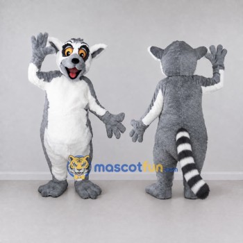Custom Gray and White Ring Tailed Lemur Mascot Costume Adult Full Body Suit for Wildlife Events
