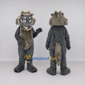 Custom Gray and Brown Wolf Character Mascot Costume Adult Full Body Suit for Theme Parties