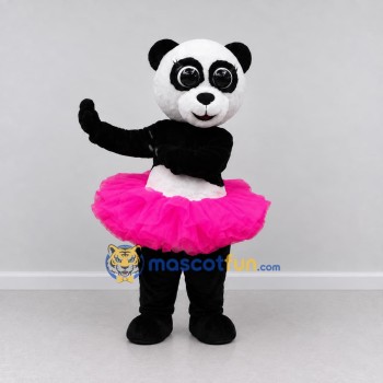 Custom Black White and Pink Panda Ballerina Mascot Costume Adult Full Body Suit for Dance Events Custom Black White and Pink Panda Ballerina Mascot Costume Adult Full Body Suit for Dance Events