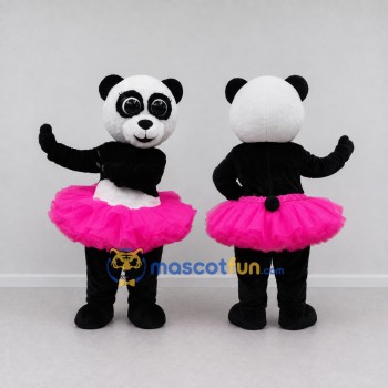 Custom Black White and Pink Panda Ballerina Mascot Costume Adult Full Body Suit for Dance Events