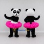Custom Black White and Pink Panda Ballerina Mascot Costume Adult Full Body Suit for Dance Events