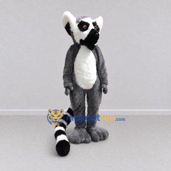 Custom Gray and White Ring Tailed Lemur Mascot Costume Adult Full Body Suit for Wildlife Events