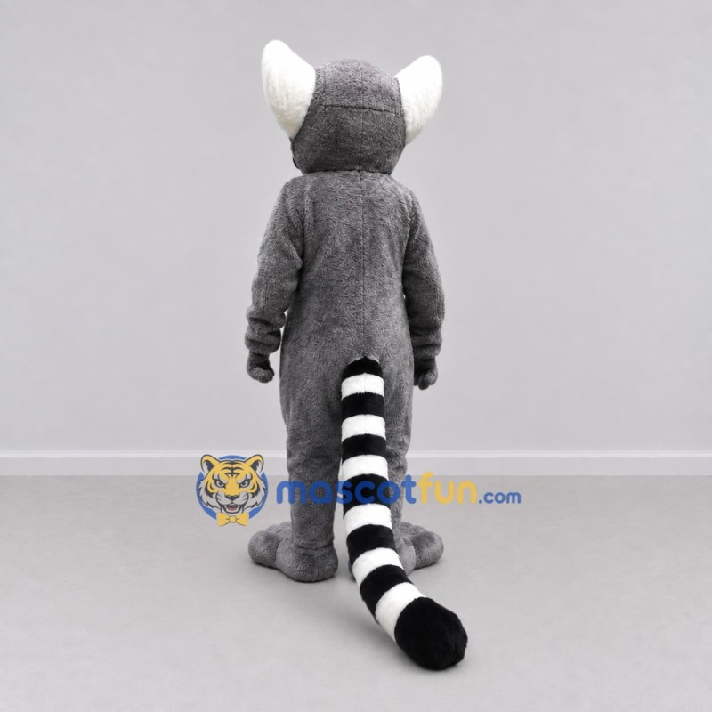 Custom Gray and White Ring Tailed Lemur Mascot Costume Adult Full Body Suit for Wildlife Events