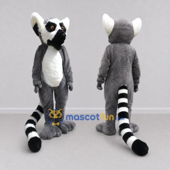 Custom Gray and White Ring Tailed Lemur Mascot Costume Adult Full Body Suit for Wildlife Events