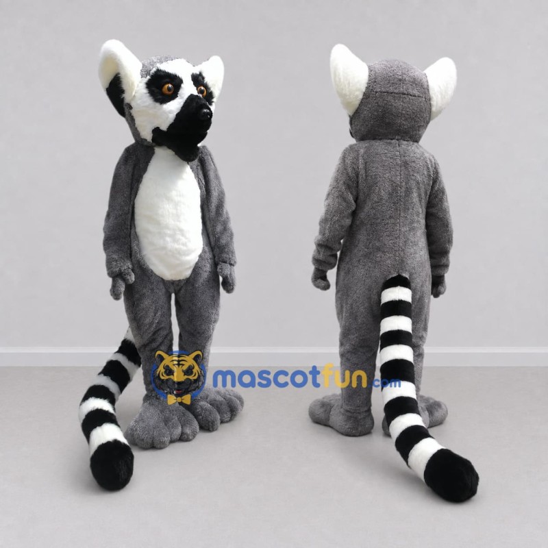 Custom Gray and White Ring Tailed Lemur Mascot Costume Adult Full Body Suit for Wildlife Events