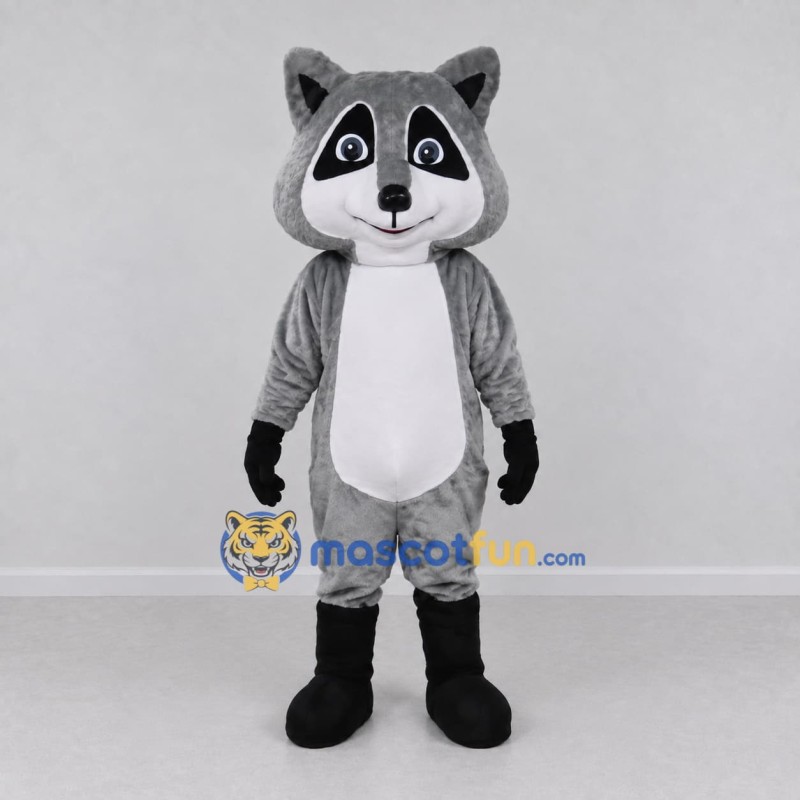Custom Gray and White Raccoon Character Mascot Costume Adult Full Body Suit for School Events