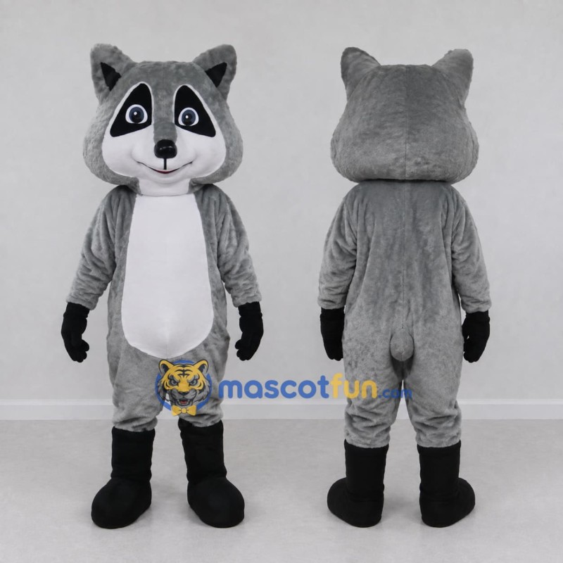 Custom Gray and White Raccoon Character Mascot Costume Adult Full Body Suit for School Events