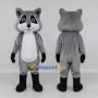 Custom Gray and White Raccoon Character Mascot Costume Adult Full Body Suit for School Events
