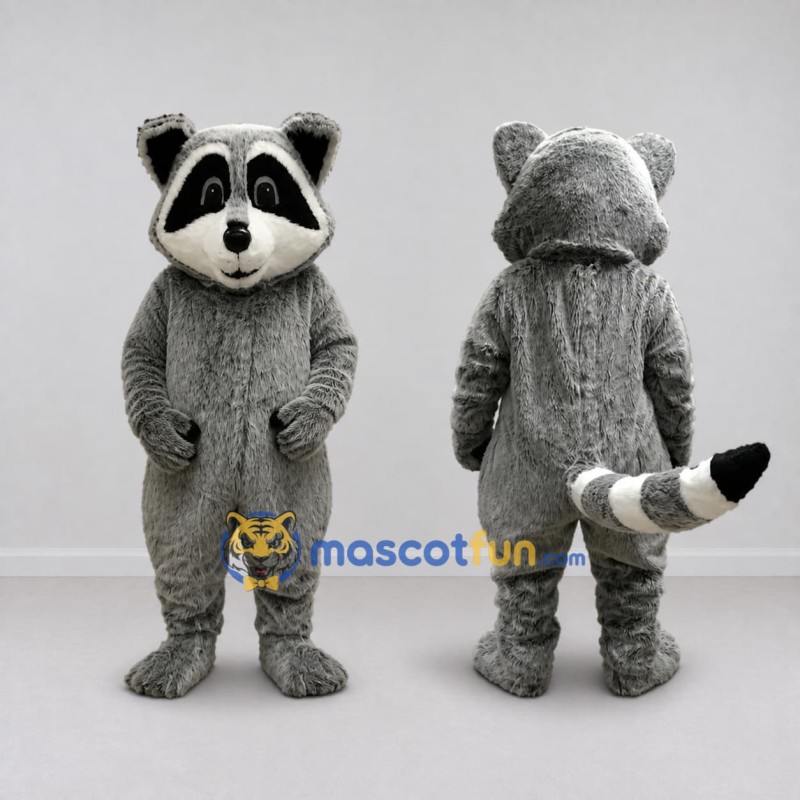 Custom Gray and White Raccoon Mascot Costume Adult Full Body Suit for Wildlife Events Custom Gray and White Raccoon Mascot Costume Adult Full Body Suit for Wildlife Events