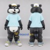 Custom Gray and Light Blue Raccoon in T Shirt Mascot Costume Adult Full Body Suit for School Events Custom Gray and Light Blue Raccoon in T Shirt Mascot Costume Adult Full Body Suit for School Events