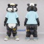 Custom Gray and Light Blue Raccoon in T Shirt Mascot Costume Adult Full Body Suit for School Events