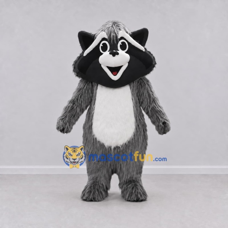 Custom Gray and White Raccoon Mascot Costume Adult Full Body Suit for Wildlife Events Custom Gray and White Raccoon Mascot Costume Adult Full Body Suit for Wildlife Events