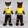 Custom Brown White and Yellow Fox in Sportswear Mascot Costume Adult Full Body Suit for Sports Events Custom Brown White and Yellow Fox in Sportswear Mascot Costume Adult Full Body Suit for Sports Events