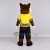 Custom Brown White and Yellow Fox in Sportswear Mascot Costume Adult Full Body Suit for Sports Events Custom Brown White and Yellow Fox in Sportswear Mascot Costume Adult Full Body Suit for Sports Events