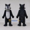 Custom Dark Gray and Black Wolf Mascot Costume Adult Full Body Suit for School Events
