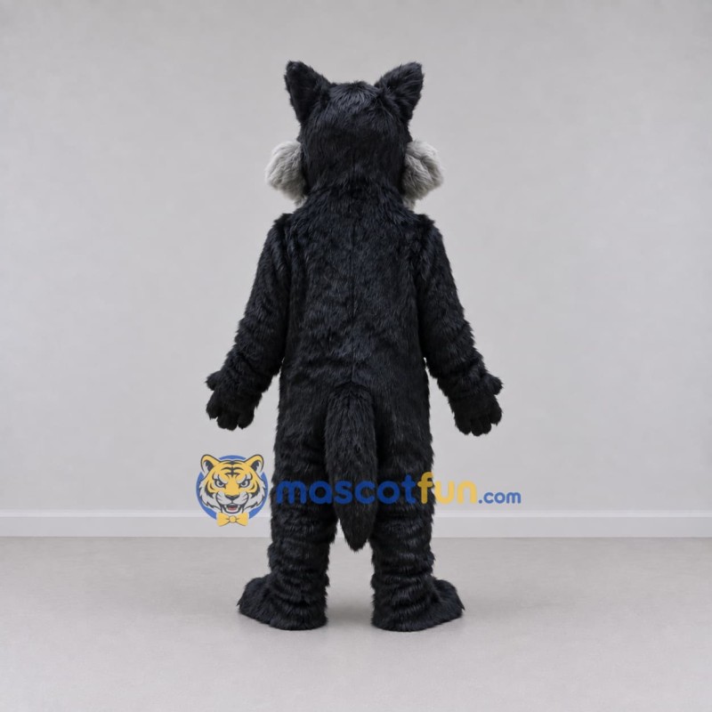 Custom Dark Gray and Black Wolf Mascot Costume Adult Full Body Suit for School Events