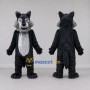 Custom Dark Gray and Black Wolf Mascot Costume Adult Full Body Suit for School Events