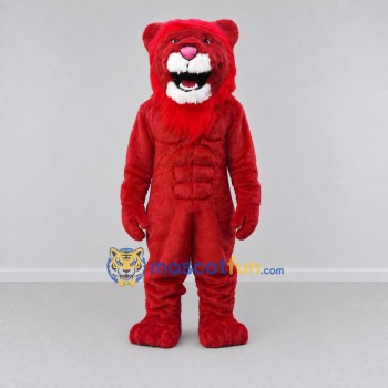 Custom Red Muscular Big Cat Mascot Costume Adult Full Body Suit for Sports Events Custom Red Muscular Big Cat Mascot Costume Adult Full Body Suit for Sports Events
