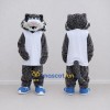 Custom Gray and White Leopard in Sportswear Mascot Costume Adult Full Body Suit for Sports Events Custom Gray and White Leopard in Sportswear Mascot Costume Adult Full Body Suit for Sports Events