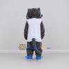 Custom Gray and White Leopard in Sportswear Mascot Costume Adult Full Body Suit for Sports Events Custom Gray and White Leopard in Sportswear Mascot Costume Adult Full Body Suit for Sports Events
