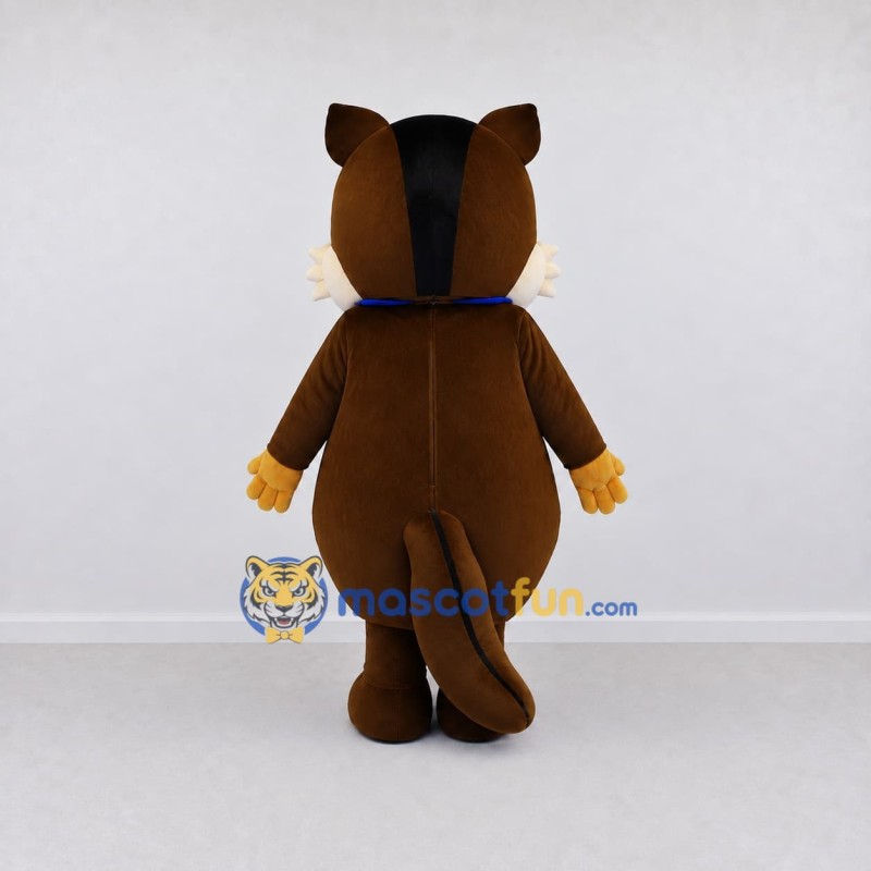 Custom Brown Cream and Blue Chipmunk with Bow Tie Mascot Costume Adult Full Body Suit for School Events