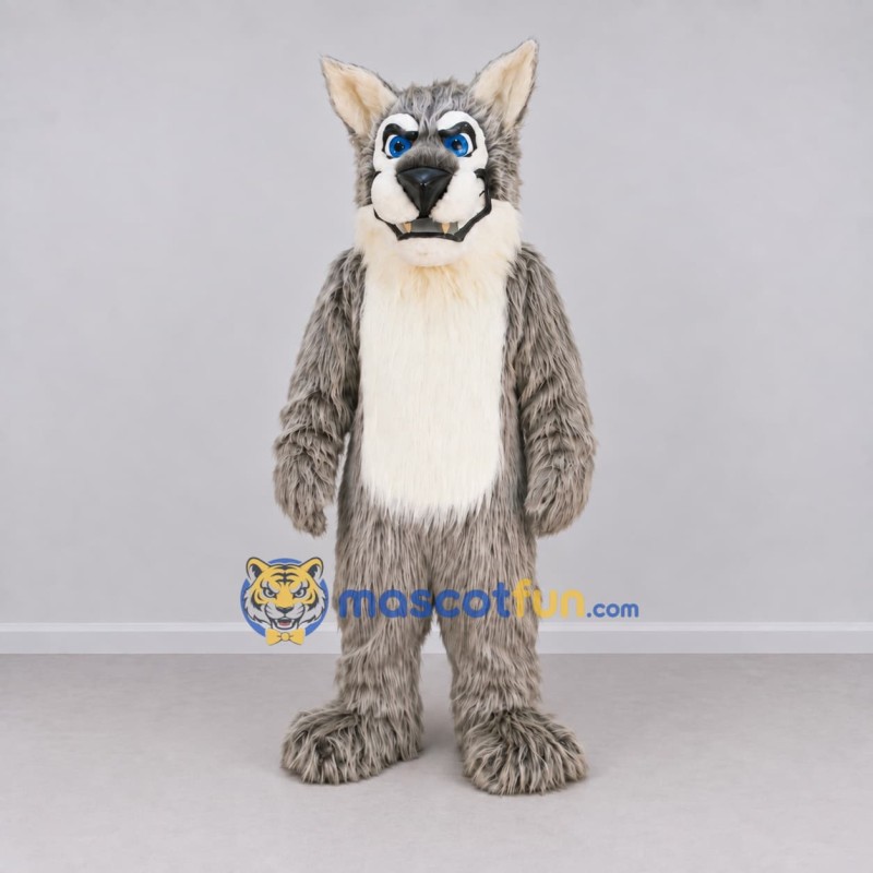 Custom Gray and Cream Wolf Mascot Costume Adult Full Body Suit for School Events Custom Gray and Cream Wolf Mascot Costume Adult Full Body Suit for School Events