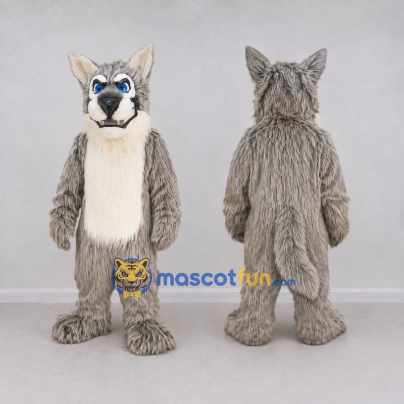 Custom Gray and Cream Wolf Mascot Costume Adult Full Body Suit for School Events Custom Gray and Cream Wolf Mascot Costume Adult Full Body Suit for School Events