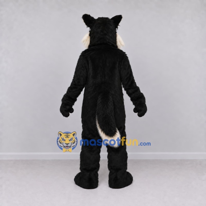 Custom Black and Cream Wolf Mascot Costume Adult Full Body Suit for School Events Custom Black and Cream Wolf Mascot Costume Adult Full Body Suit for School Events